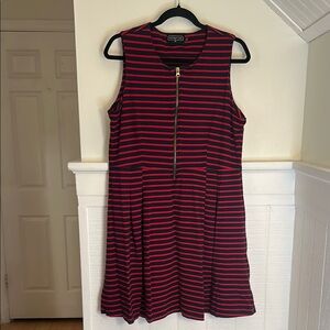 Duffield Lane Striped Bethany Nautical Stretchy Flare Dress size Large